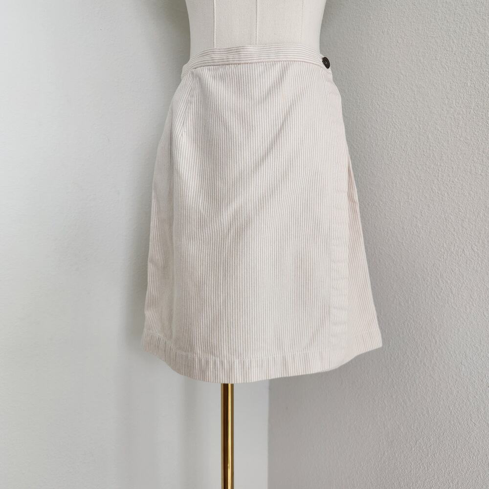 Vintage 90s White Tan Stripe High Rise Denim Skort Liz Claiborne Lizwear 2 XS S